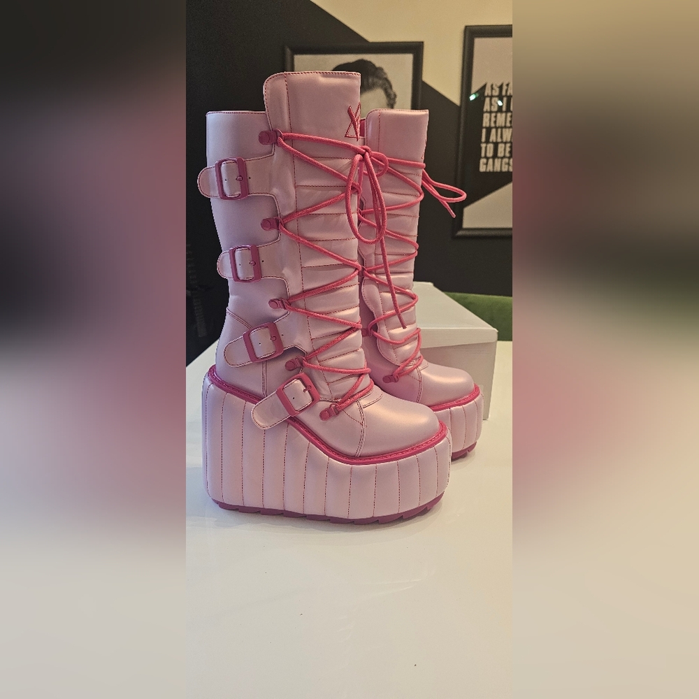 YRU Pink Platform Boots Never Worn